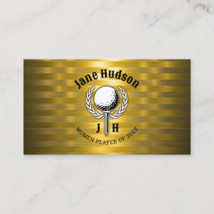 Guld Elegant Dam Golf Monogram Design Visitkort