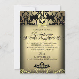 Guld Elegant Damask Sängkammarinbjudan Inbjudningar