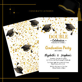Guld Elegant dubbla Firande Studentfest Inbjudningar