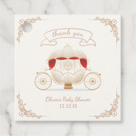 Guld Elegant Fairy Carriage Baby Shower Tack Gåvor Etiketter