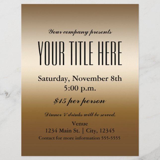 Guld Elegant Glamor-händelseutfällare Poster Reklamblad (Framsidan)