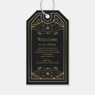 Guld Elegant Gothic Tarot Bröllop Välkommen Presentetikett