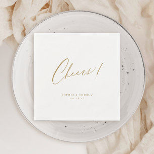 Guld elegant hedrar med manuset till minimalistisk pappersservett