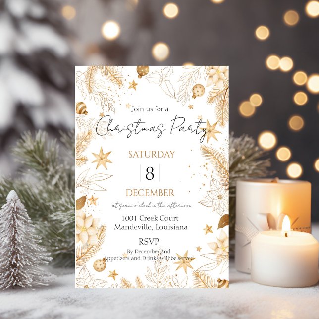 Guld Elegant Julfest Inbjudan (Skapare uppladdad)