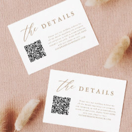 Guld Elegant Kalligrafi QR-kod Bröllopsdetaljer Tilläggskort