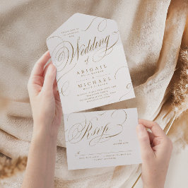 Guld elegant, klassisk kalligrafi vintage bröllop