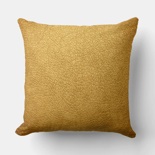 Guld Elegant Leather-utseende Kudde (Framsida)