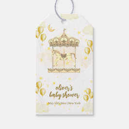 Guld Elegant Magic Balloon Carousel Baby Shower Presentetikett