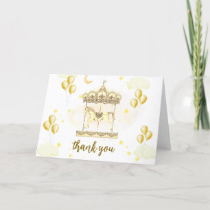 Guld Elegant Magic Balloon Carousel Baby Shower Tack Kort