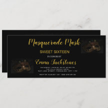 Guld Elegant Masqueramasktema Sweet sixteen