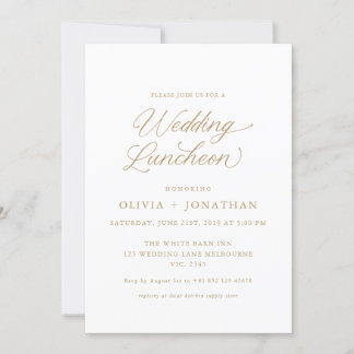 Guld Elegant Modern Calligraphy Bröllop Luncheon Inbjudningar
