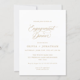 Guld Elegant Modern Calligraphy Förlovning Dinner Inbjudningar