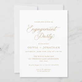 Guld Elegant Modern Calligraphy Förlovningsfest Inbjudningar