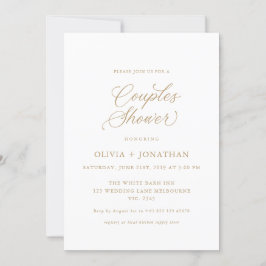 Guld Elegant Modern Par Shower Calligraphy Inbjudningar
