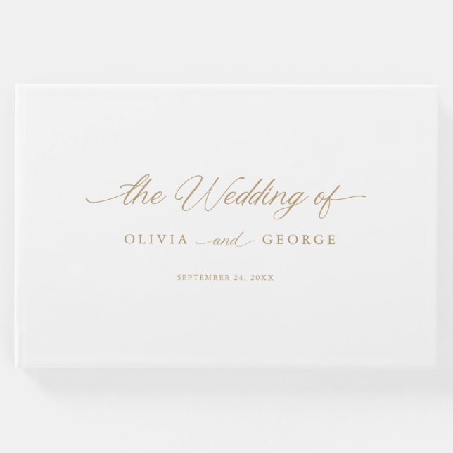 Guld Elegant Modern skriptkalligrafi Gästböcker (Framsida)