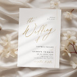 Guld elegant, modernt skript, minimalistiskt bröll inbjudningar<br><div class="desc">Modern minimalistisk "bröllop of"-manusdesign i svart,  guld och vitt,  enkel och elegant. underbara bröllopsinbjudningar för det moderna bröllop. Visa alla matchande delar i samlingen.</div>
