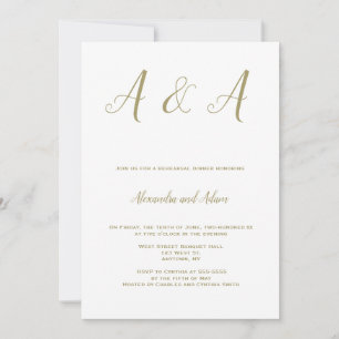 Guld elegant monogram repetitionsmiddagsinbjudning inbjudningar