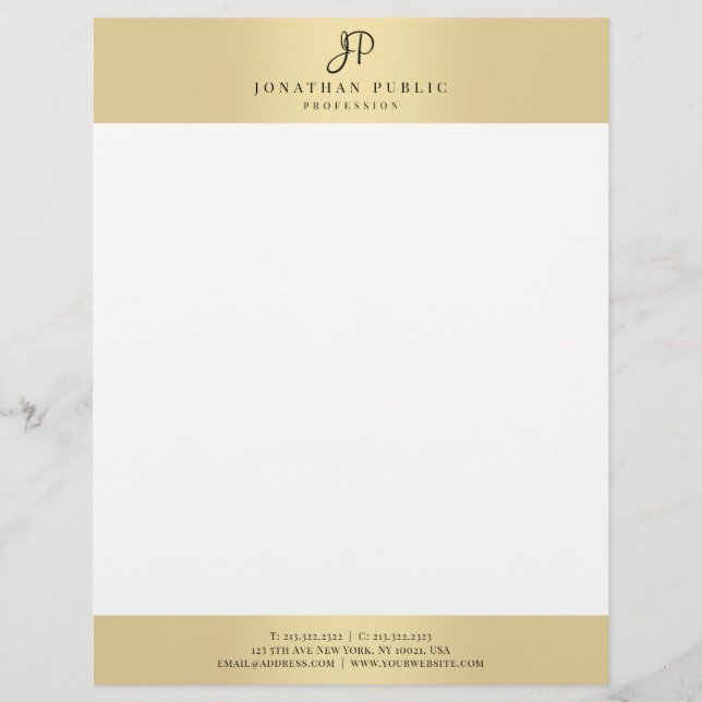 Guld Elegant Monogrammed Template Glamous Brevhuvud (Framsida)
