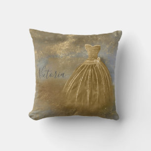 Guld Elegant Namn Kvällsklädning Kudde