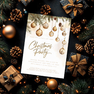 Guld Elegant Ornaments Baubles jul Party Inbjudningar