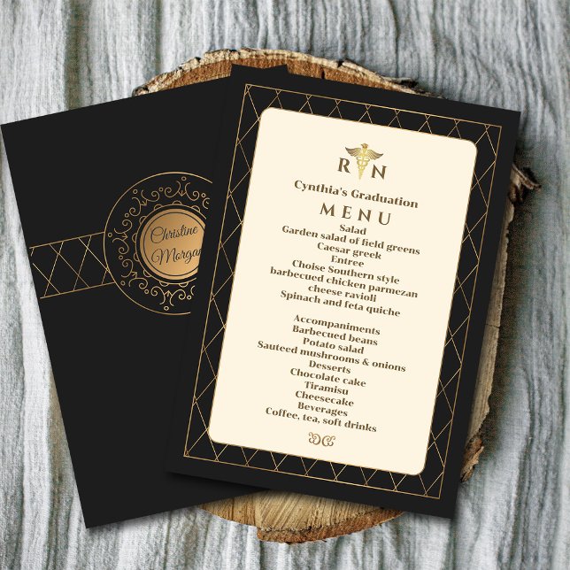 Guld Elegant Ornate Romantic Medical Studenten Inbjudningar ("The Golden Touch: Crafting an Elegant Medical Graduation Dinner Invitation":#receptionmenu)