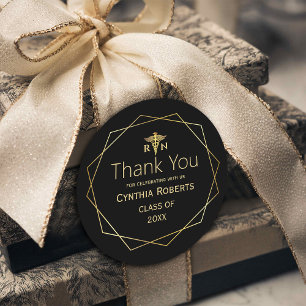 Guld Elegant Ornate Romantic Medical Studenten Runt Klistermärke