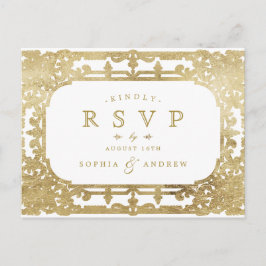 Guld elegant ornerar den romantiska vintage bröllo inbjudan vykort