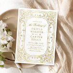 Guld elegant ornerar romantiskt vintage bröllop inbjudningar<br><div class="desc">vintagen i elegant är en formgivning av ram i faux guld färg,  romantiskt och sofistikerat,  underbart för vintage bröllop,  romantiskt formellt bröllop och lyxbröllop på vintern. Visa alla matchande delar i samlingen.</div>