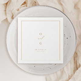Guld elegant par monogram minimalistisk bröllop pappersservett
