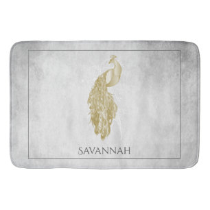 Guld Elegant Peacock Personlig Bath Mat Badrumsmatta