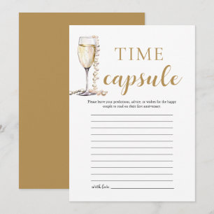 Guld Elegant Pearls and Prosecco Time Capsule Card Inbjudningar