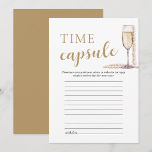 Guld Elegant Pearls and Prosecco Time Capsule Card Inbjudningar