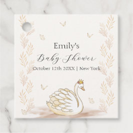 Guld Elegant Princess Svan Butterfly Baby Shower Gåvor Etiketter