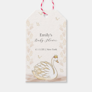 Guld Elegant Princess Svan Butterfly Baby Shower Presentetikett