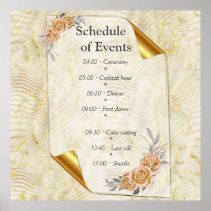 Guld Elegant Ripple Effect & Ro Löv och Bird Poster