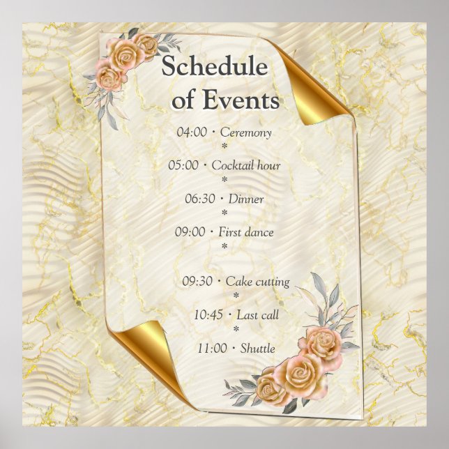 Guld Elegant Ripple Effect & Ro Löv och Bird Poster (Framsidan)