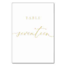 Guld Elegant  Script Bordsnummer Seventeen