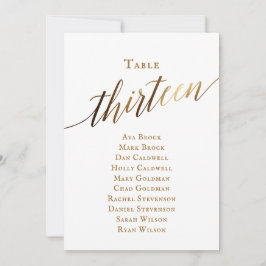 Guld Elegant, skript Bordsnummer 13, sittdiagram