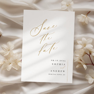 Guld elegant skript minimalistisk bröllop spara datumet