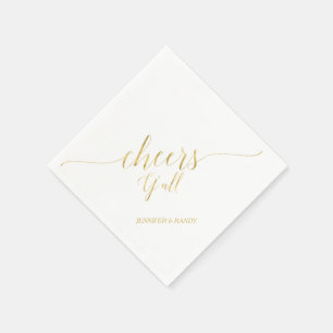 Guld Elegant Stilfull Bokstavsdesign Cheers Y' a Pappersservett
