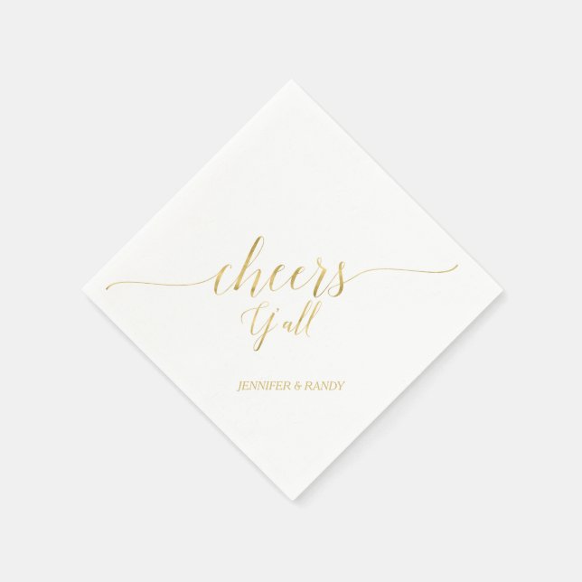 Guld | Elegant Stilfull Bokstavsdesign Cheers Y' a Pappersservett (Hörn)