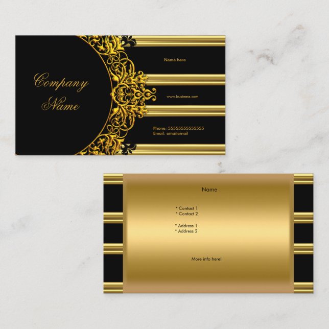 Guld Elegant Svart Glamourös Mode Visitkort (Fram/baksida)