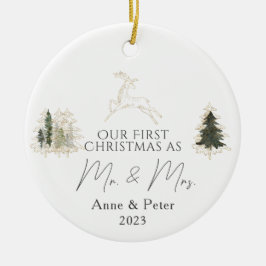 Guld Elegant Vattenfärg Första jul Maris Julgransprydnad Keramik