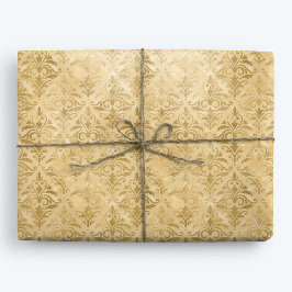 Guld Elegant Victorian Damask Presentpapper