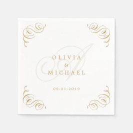 Guld elegant vintage blomstrar vid kalligrafi bröl pappersservett