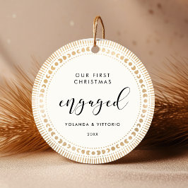 Guld-Eleganten i solljus Vår första jul i år Julgransprydnad Keramik