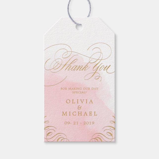  guld-elegantens kalligrafi, bröllop tack presentetikett (Framsidan)