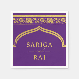 Guld Elephant & Lotus Flower Mundap Arch Bröllop Pappersservett