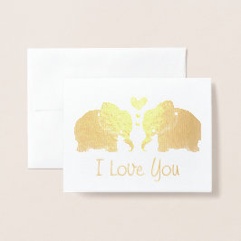 Guld Elephant Pair med örter i Kärlek du Folierat Kort