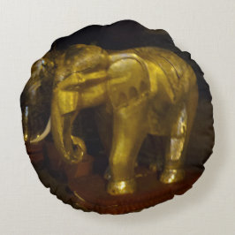 Guld Elephant Round Pillow Rund Kudde